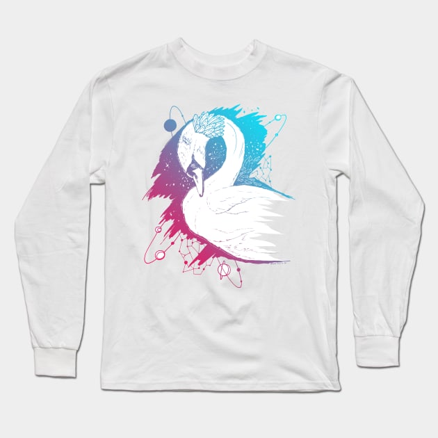 Dual Color Swan Among The Stars Long Sleeve T-Shirt by kenallouis